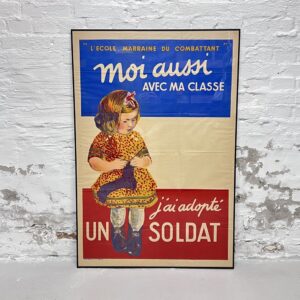 Stor fransk krigshjælpsplakat L'Ecole - Marraine du Combattant