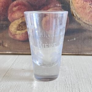 Fransk antik ølglas med Bonne Biere inskription