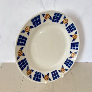 Fransk Badonviller fad med blåt art nouveau-mønster